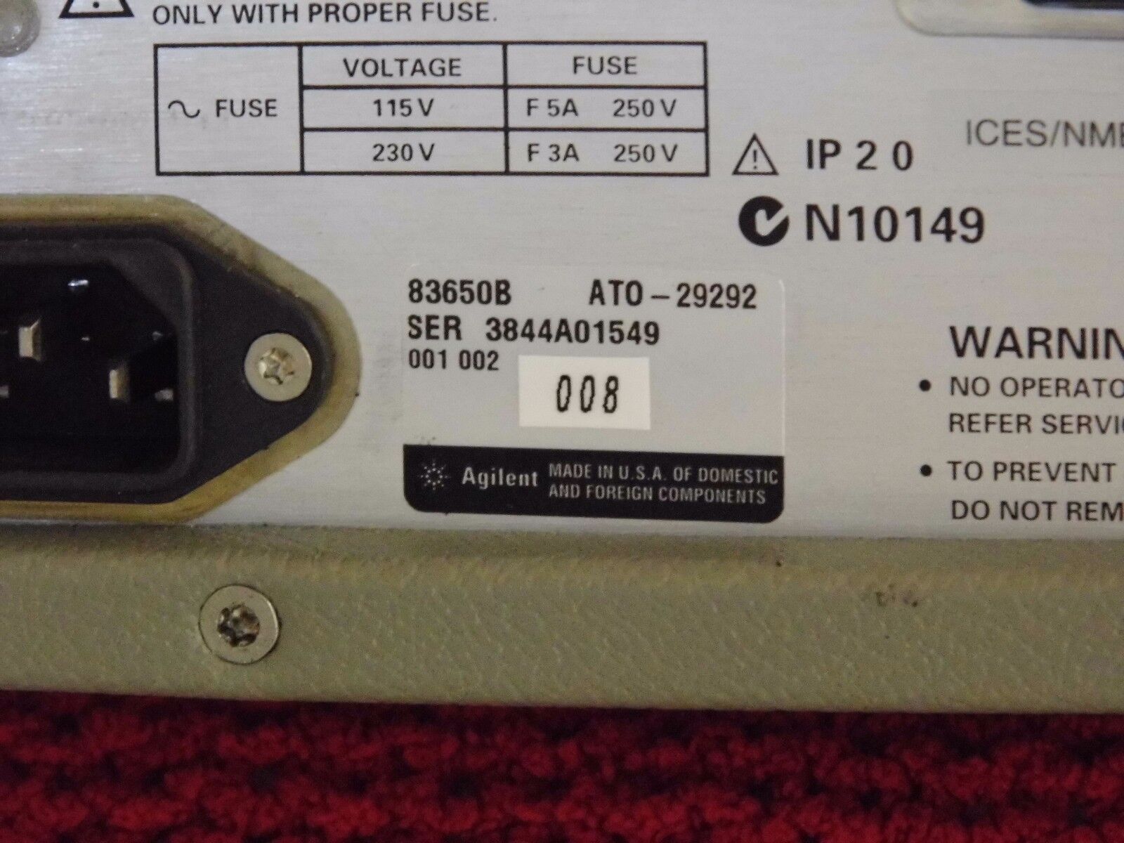Agilent 83650B /001/002/008 * 10Mhz - 50Ghz Synthesized Signal Generator Agilent 83650B /001/002/008 * 10Mhz - 50Ghz Synthesized Signal Generator